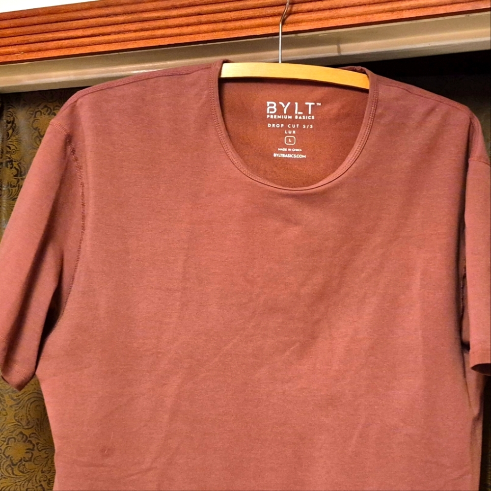 BYLT Premium Basics Drop Cut T-Shirt in Rust Shade Of Red